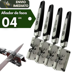 Kit 4 Afiador Afia Amolador De Facas Amola Inox Profissional Manual Portatil Cozinha Churrasco