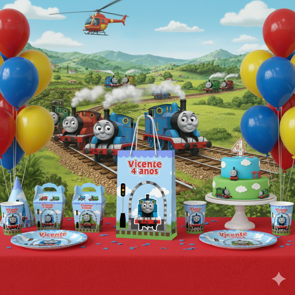 Sacolinha (M) | Sacola Thomas e seus Amigos | Personalizada |Lembrancinha de Aniversário | PEGUE E MONTE