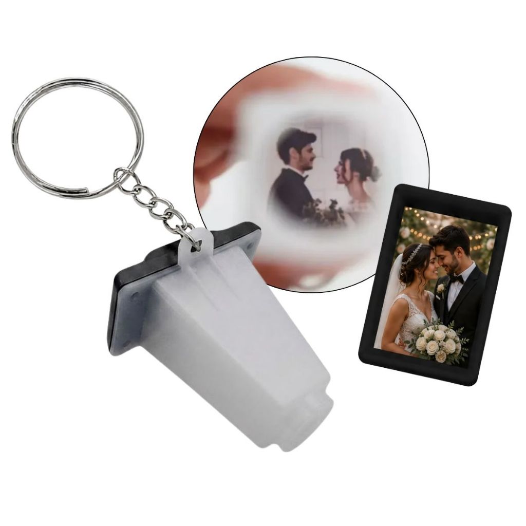Monóculo Fotográfico Preto Personalizado com Foto e Chaveiro 50 unidade - Sonho Produto