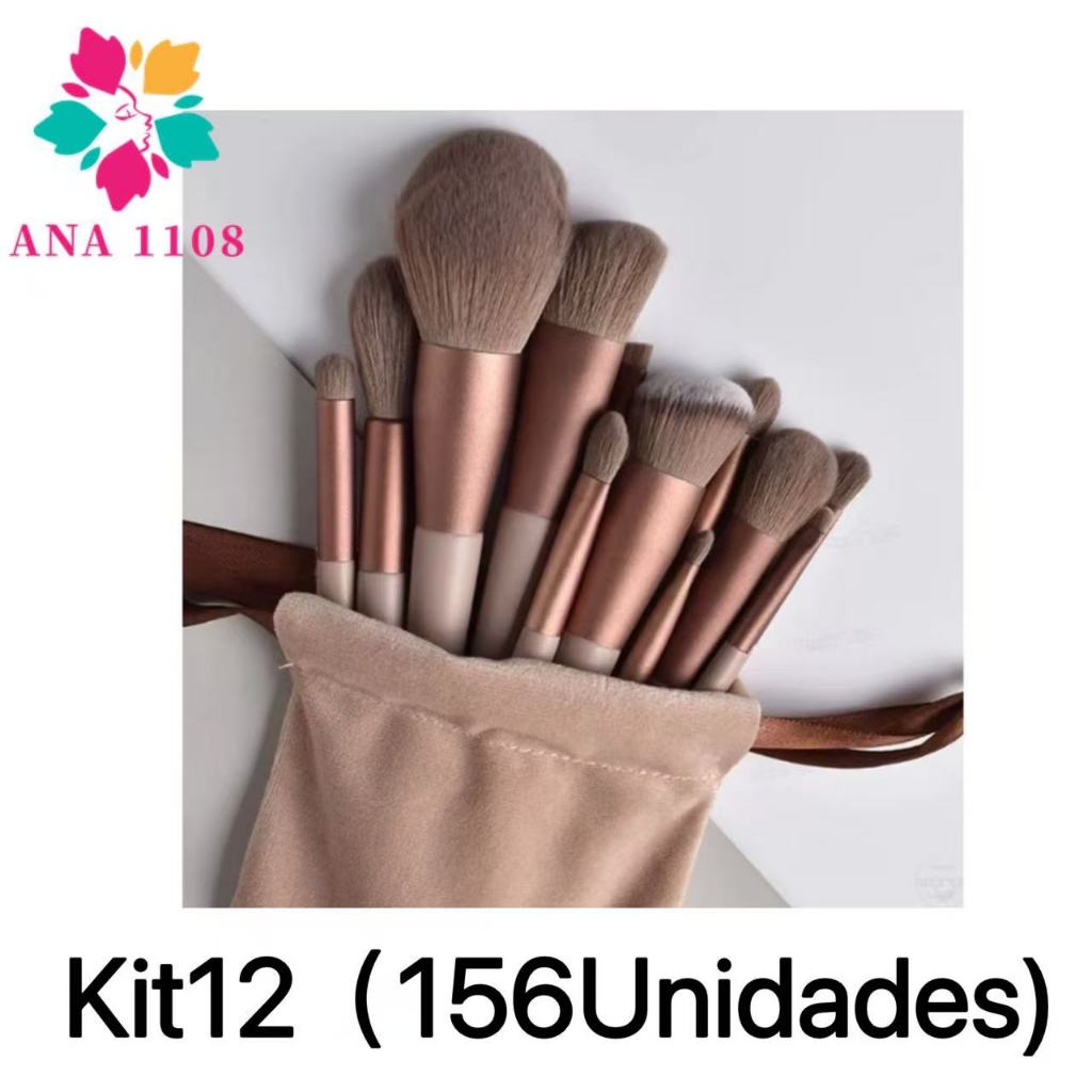 ANA1108 -12 Kits de 13 Conjunto Pincéis De Maquiagem Contorno Kabuki Profissional
