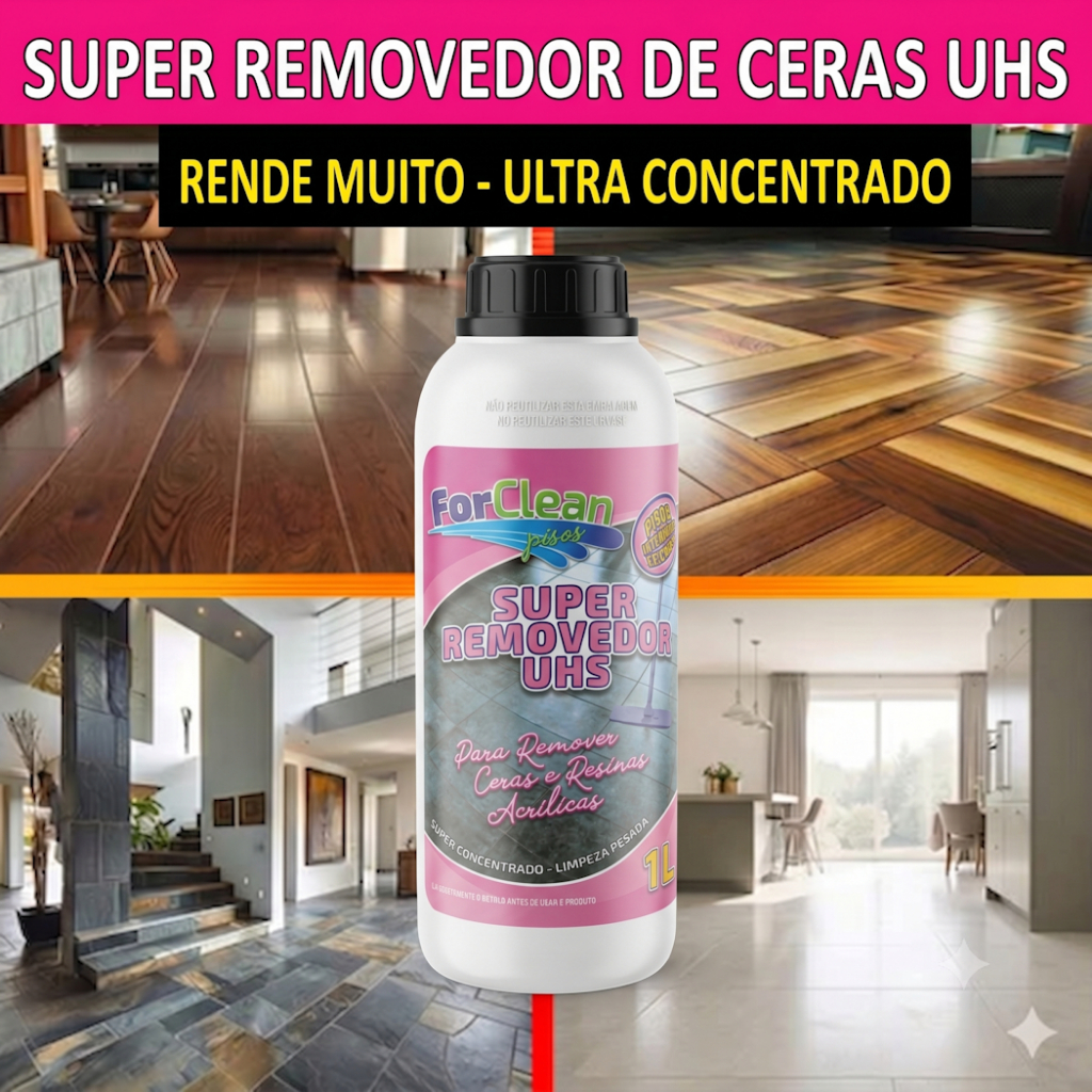 Removedor De Ceras E Resinas Profissional Uhs Frasco de 1 Litro - Limpa Encardidos Pesados