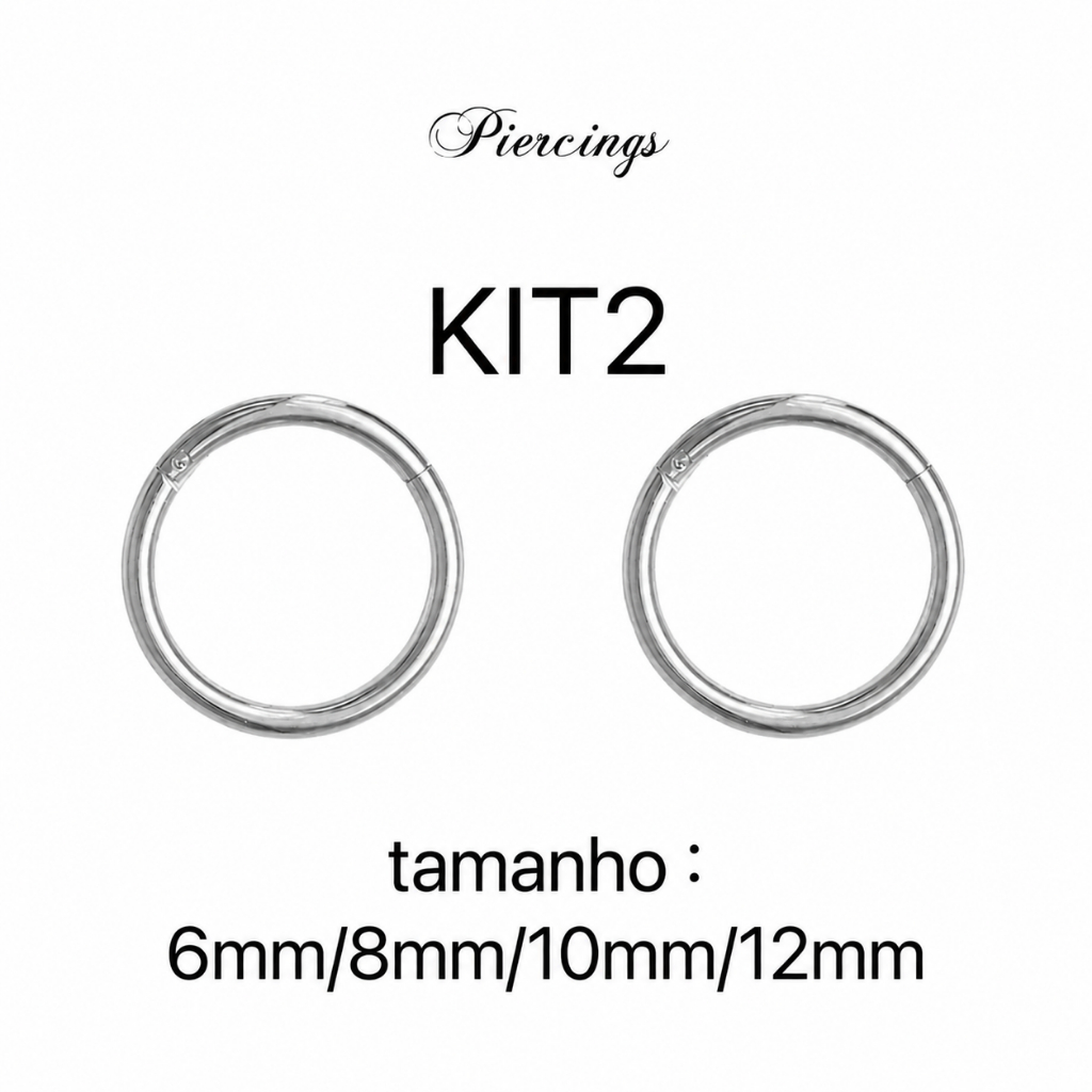 Anel Kit 2 Piercing Argola Segmento Articulado Aço cirúrgico Nariz/helix KA201