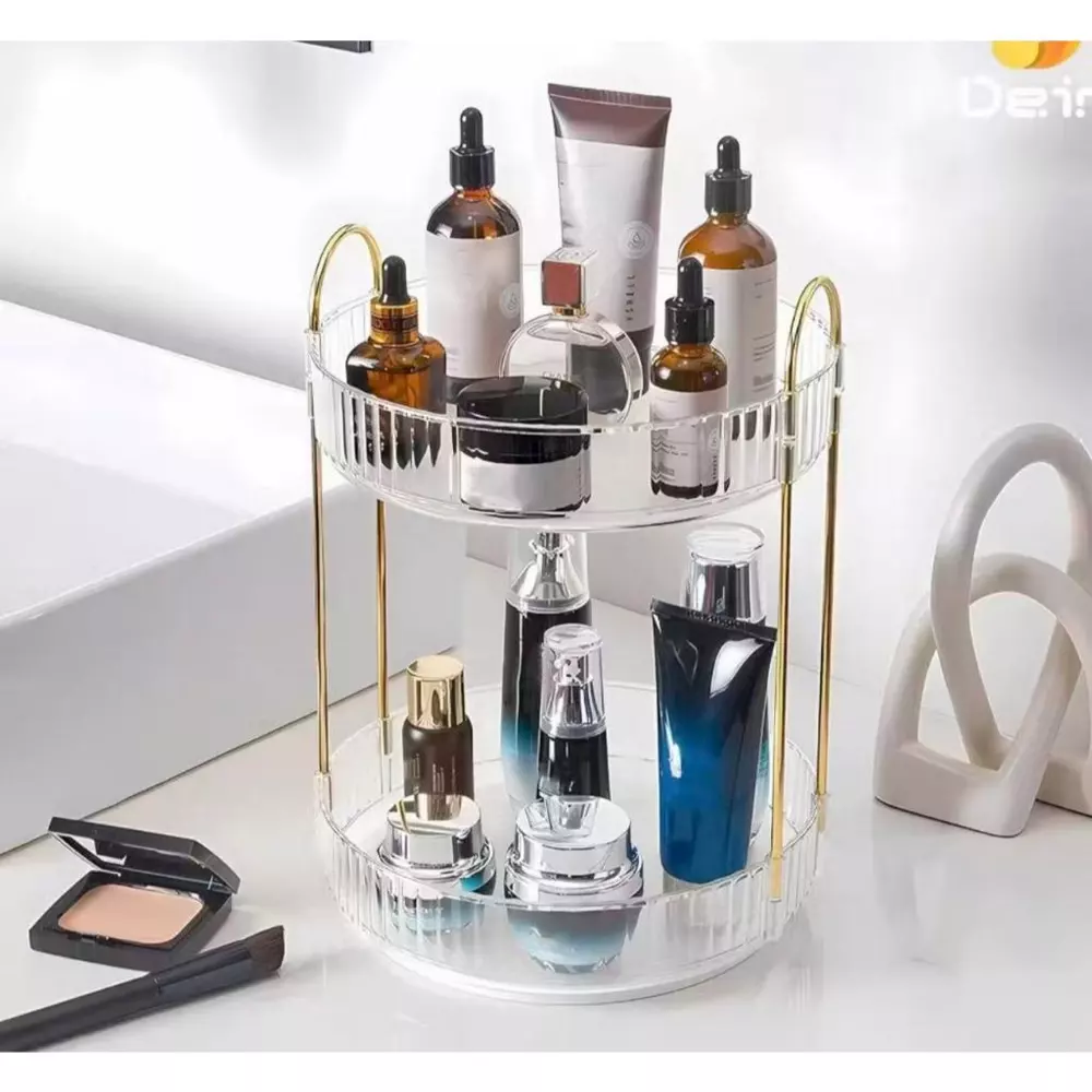 Organizador de Maquiagem Giratório – Suporte Multiuso 2/Andares p/ Cosméticos e Perfumes//mm-3