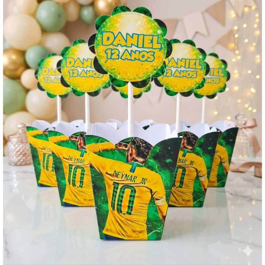 Cachepo - centro de mesa personalizado neymar futebol -Lembrancinhas-Pegue e Monte