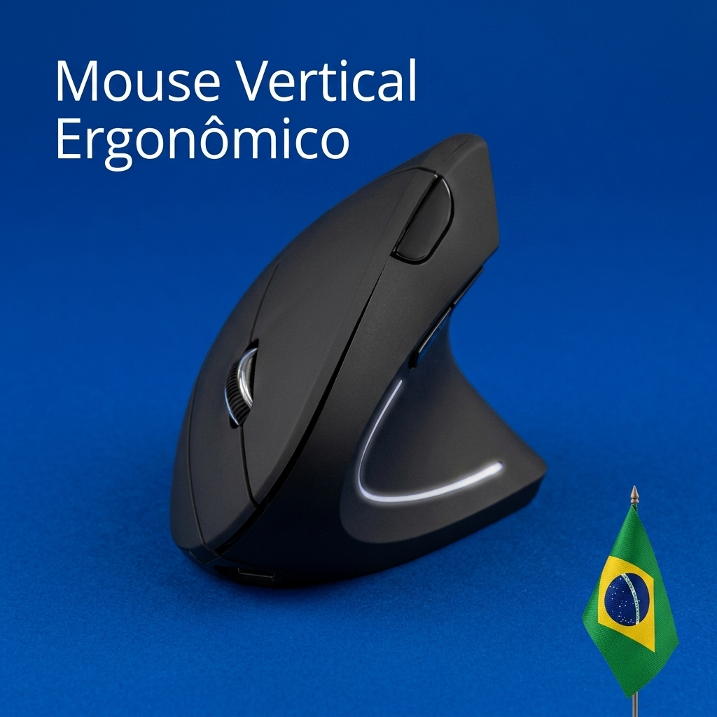 Mouse vertical sem fio, ergonômico, recarregável com bluetooth portátil para PC Gamer Notebook