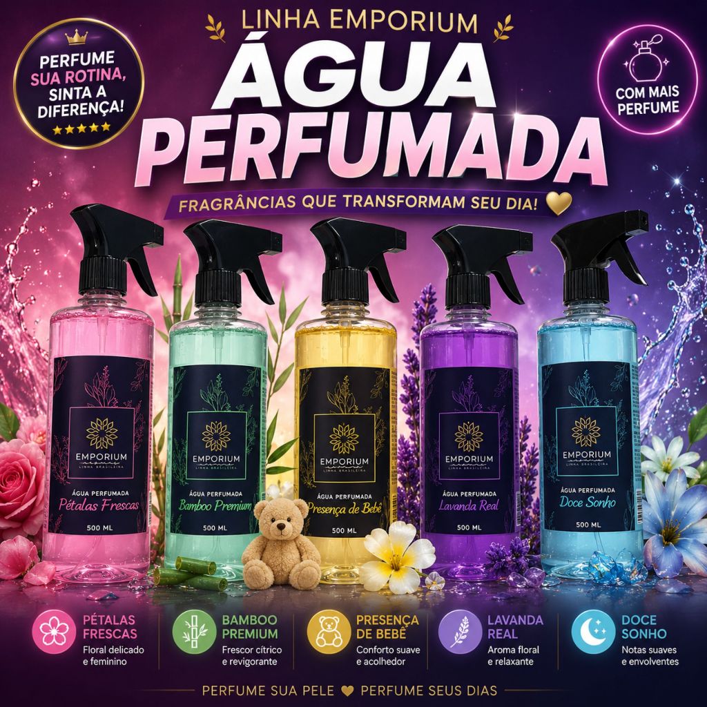 Água Perfumada Para Ambientes Emporium Aromas Linha Brasileira 500ml Cama Sofás Cortinas Tapetes Pet