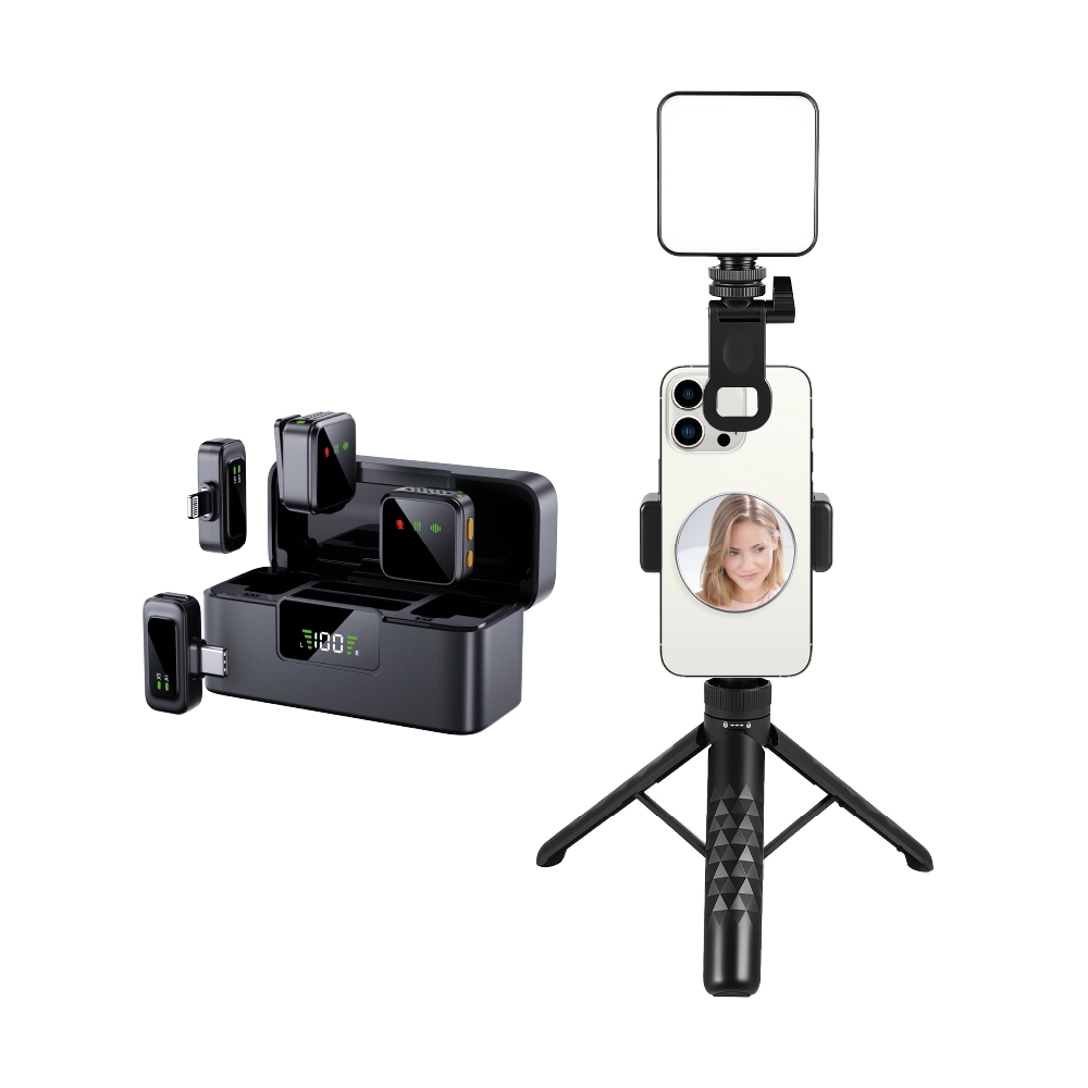 Kit Criador de Conteúdo i2GO Completo – Tripé + Iluminação + Microfone + Suporte Celular — oferta na Shopee