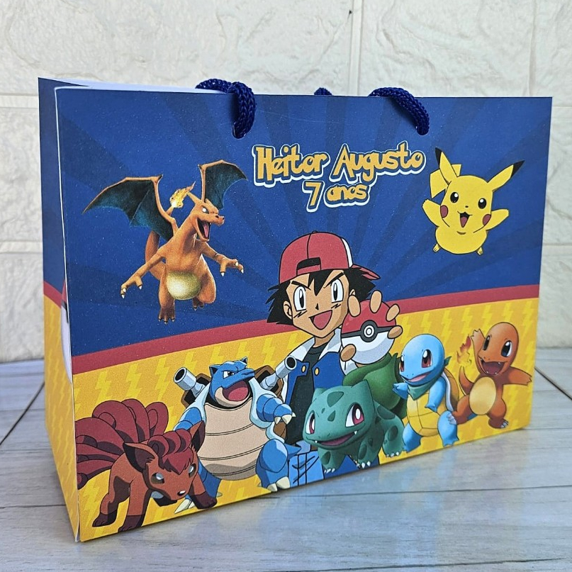 Kit Sacolas Surpresa Pokemon Pikachu Personalizada | Lembrancinhas Festa Infantil Aniversário