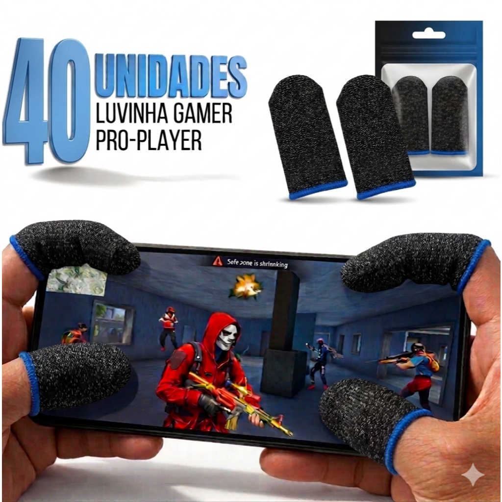 kit 40 Luvinha de dedo  Gamer Profissional Free Fire Pubg mobile anti suor Pubg Mobile Call Of Duty