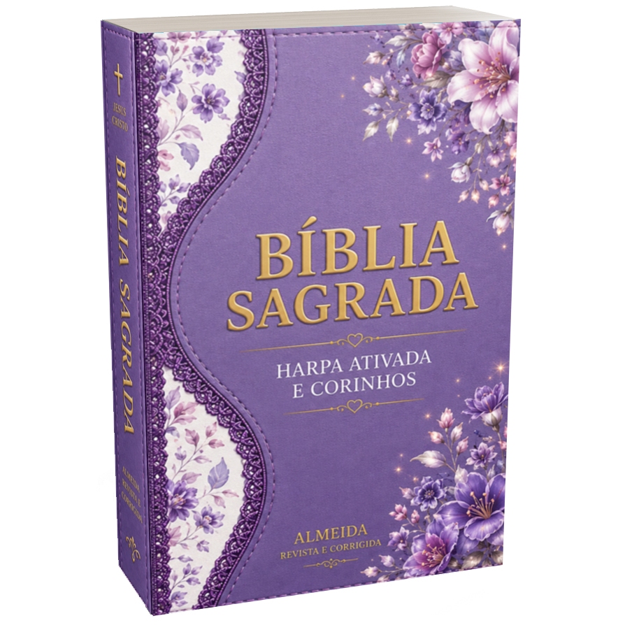 Bíblia Feminina de Tamanho Grande | Todas as Palavras de Jesus são em Vermelho | Capa Dura Fina - Floral e Lilás