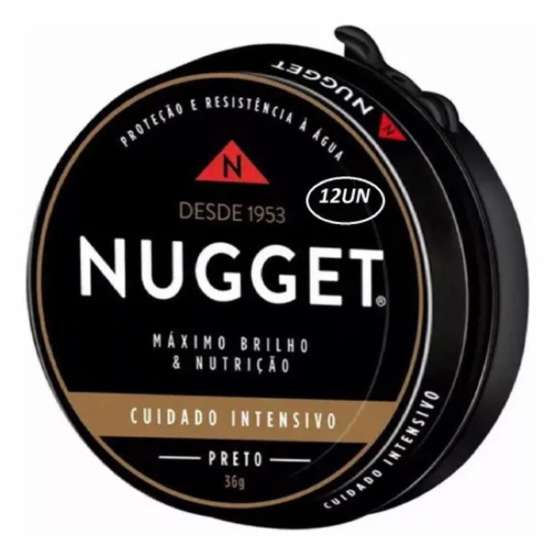 Nugget Pasta Preta Polidor 36g para Sapatos Couro courino