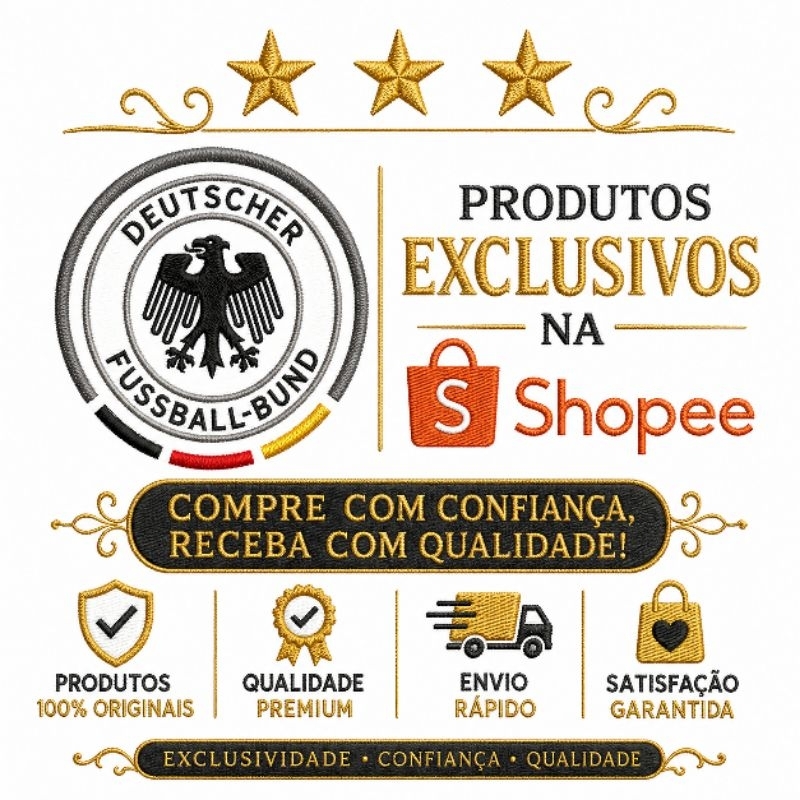 Patch Bordado Alemanha Seleção 3 estrelas tricampeão