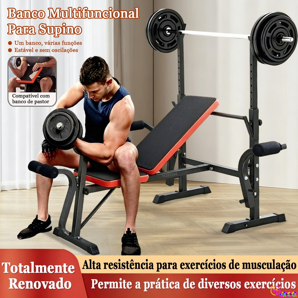 Banco De Academia Estação De Musculação Banco De Supino Ajustável Multifuncional Equipamentos De Ginástica