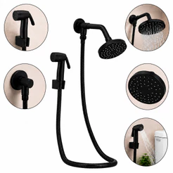 Chuveiro Ducha Flatt Preto/Black Redondo C/Desviador