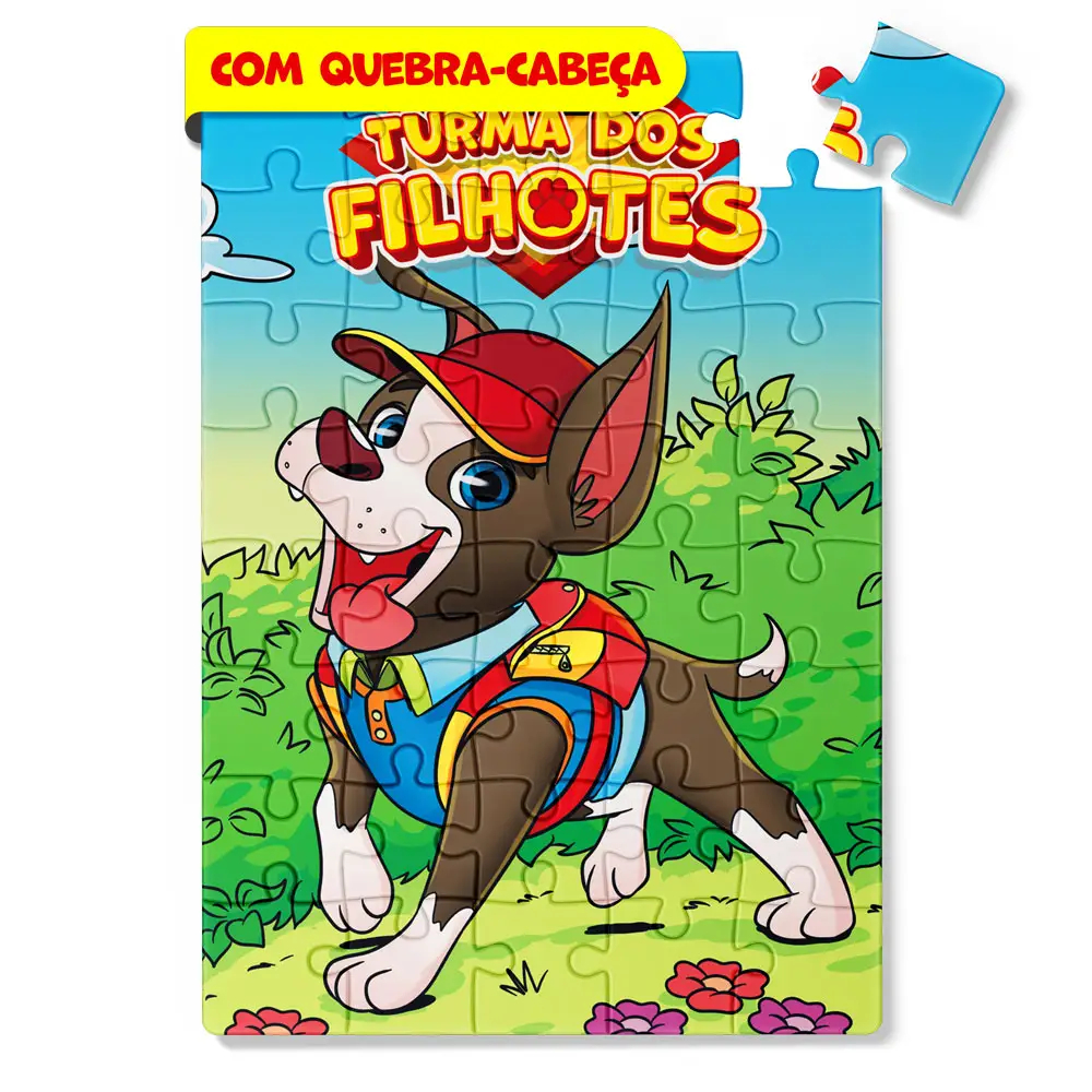 Kit Livro de Colorir Diversão Turma Dos Filhotes + Quebra-Cabeça e Lápis de Cor · foto 2