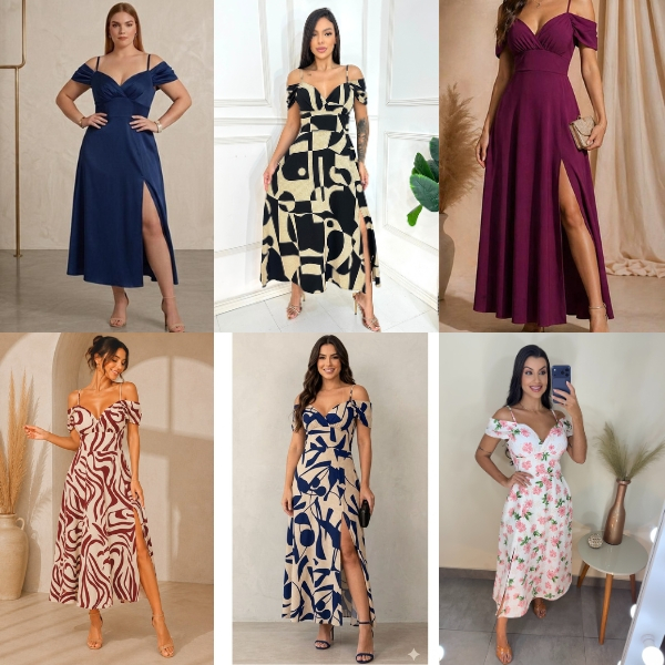 Vestido feminino longuete elegante casual de tecido duna-crepe e crepinho com bojo alça ajustável