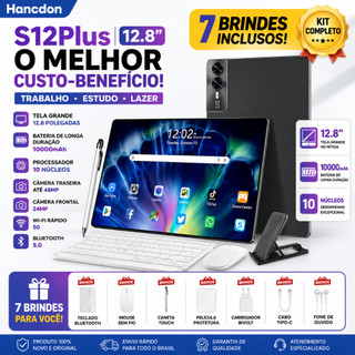 【Teclado, mouse e alto-falantes gratuitos】 S12 Plus Tab 12.8-inch Tablet 16GB+512GB features 5G and Dual SIM 10000mAh