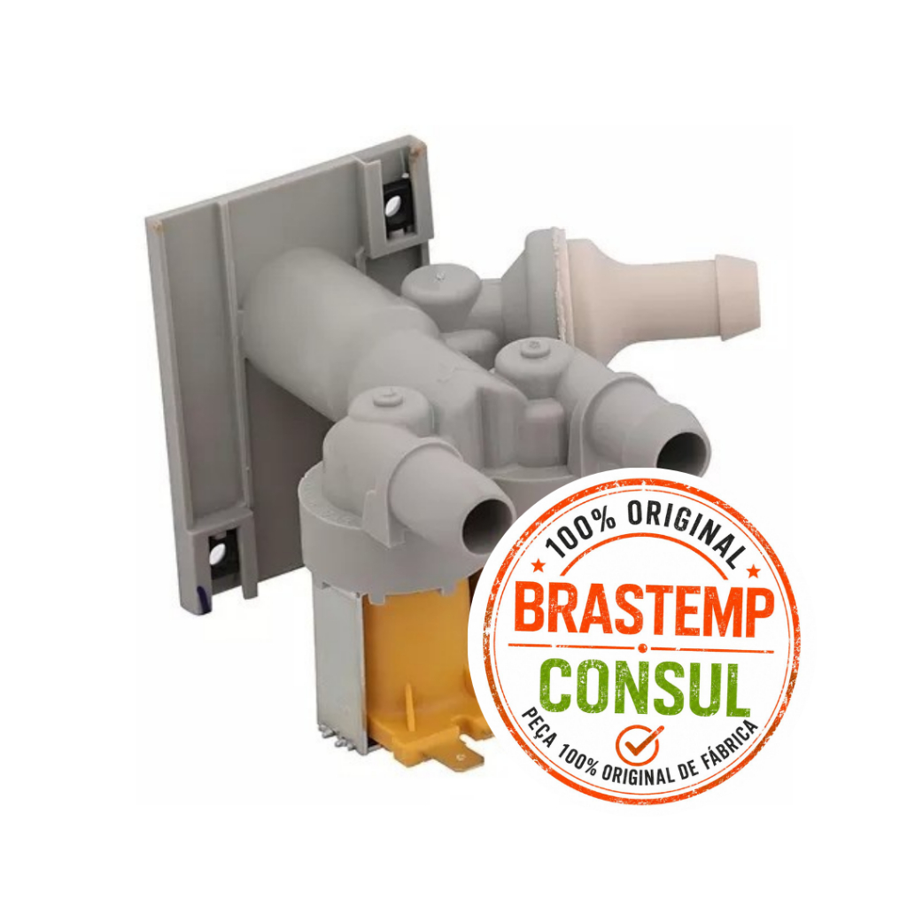 VALVULA DE ENTRADA DE AGUA DUPLA 2 VIAS (127V) MAQUINA DE LAVAR BRASTEMP ORIGINAL - BWU11 - BWP11