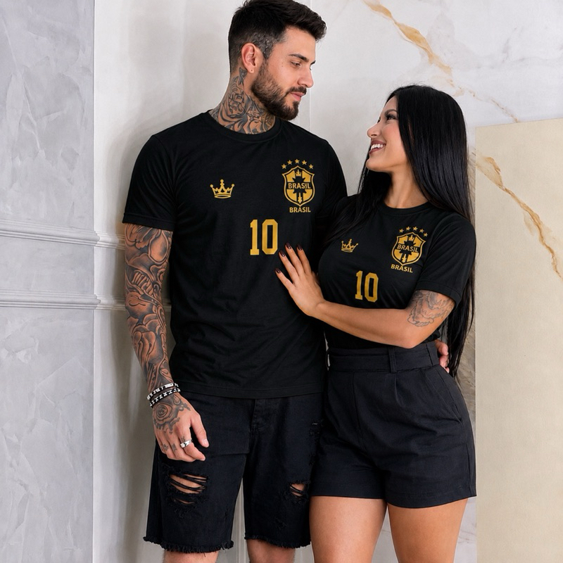 Kit Camisa Feminina e Masculina do Brasil, Camiseta personalizada do Brasil
