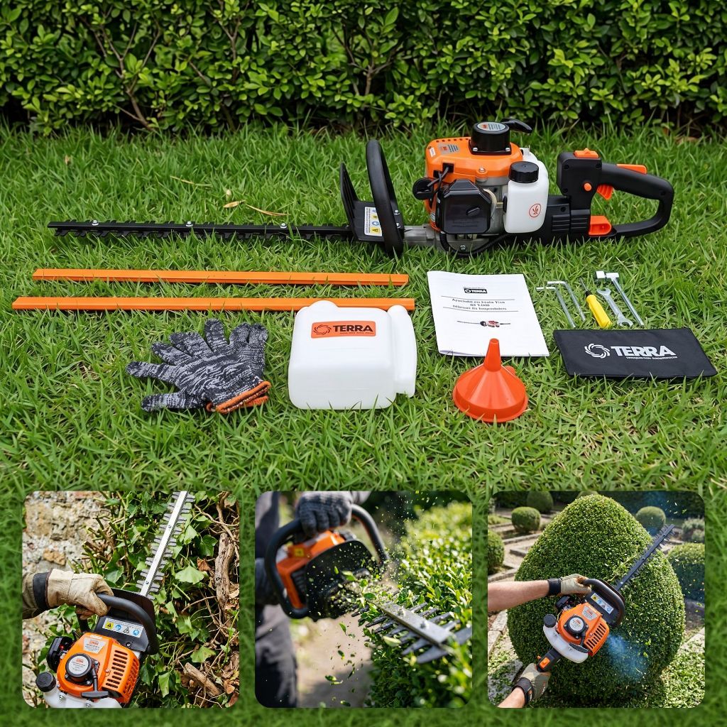 Aparador Podador De Cerca Viva Gasolina 26cc Motor 2 Tempos Lâmina Duplo Sentido 60cm
