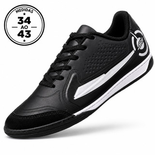 Chuteira Futebol de Salão Futsal Quadra Oficial Premium Bico de Couro Colada e Costurada Masculina