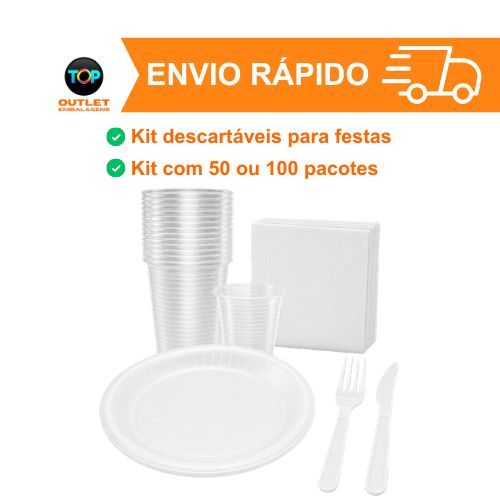 Kit Churrasco/Festa/Copa/Festa Junina Descartável 50/100 peças Prato de Isopor+Guardanapo+Garfo+Faca+Copo