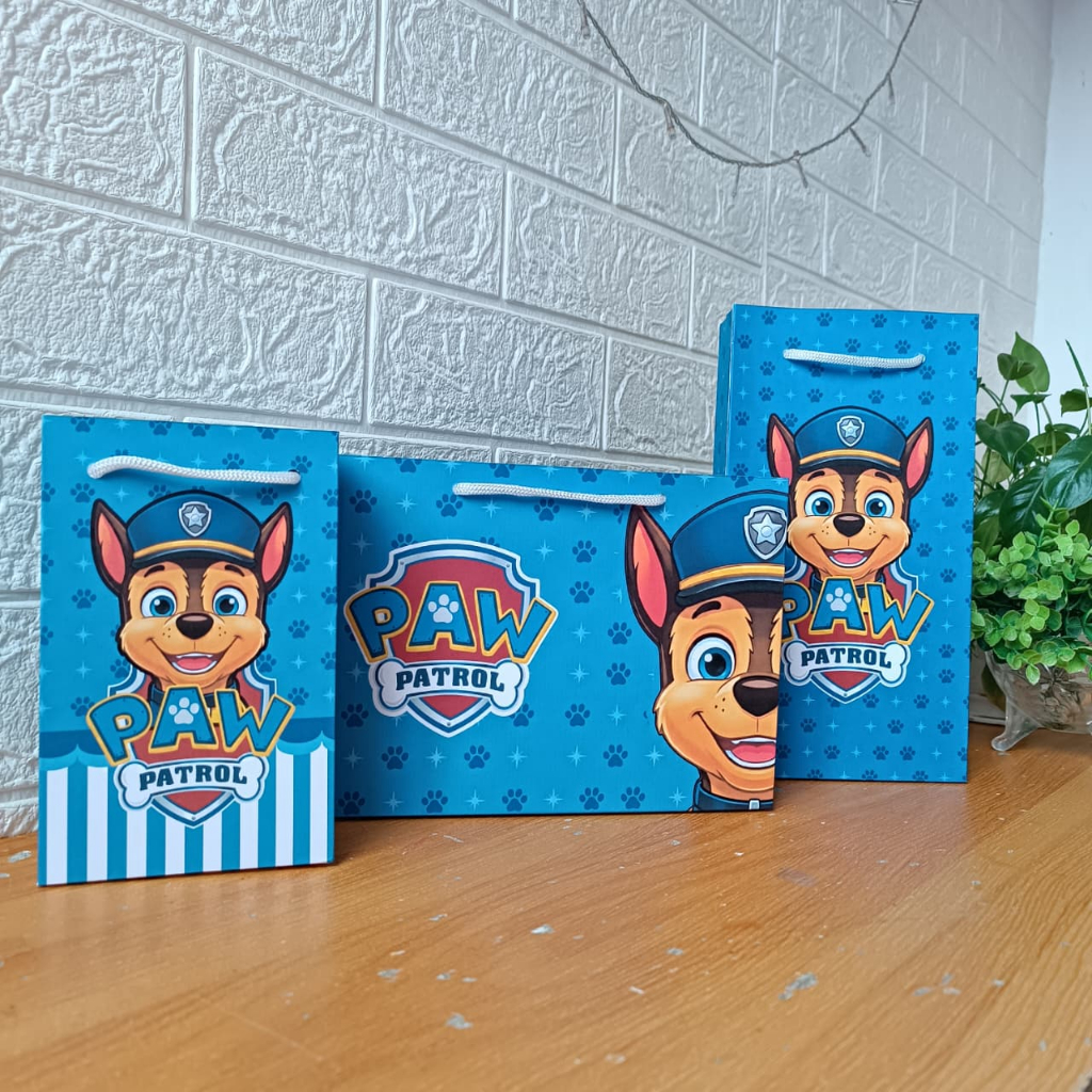 Sacolinhas Personalizadas Chase Patrulha Canina - PEGUE E MONTE | Festa Aniversário Lembrancinha Sacola Surpresa