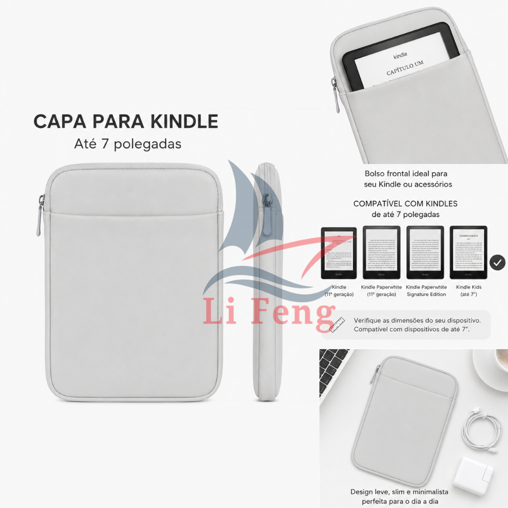 Capa Case Bolsa Pasta Para Kindle Paperwhite 12ª Geração/ Kindle 10ª Geração/ Kindle 11ª/12ª Geração