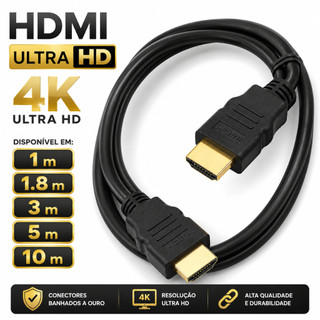 Cabo HDMI 1 metro 4K 3D Full HD para TV, monitor e PC