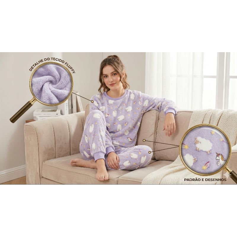 Pijamas de Flecce unissex quentinho adulto