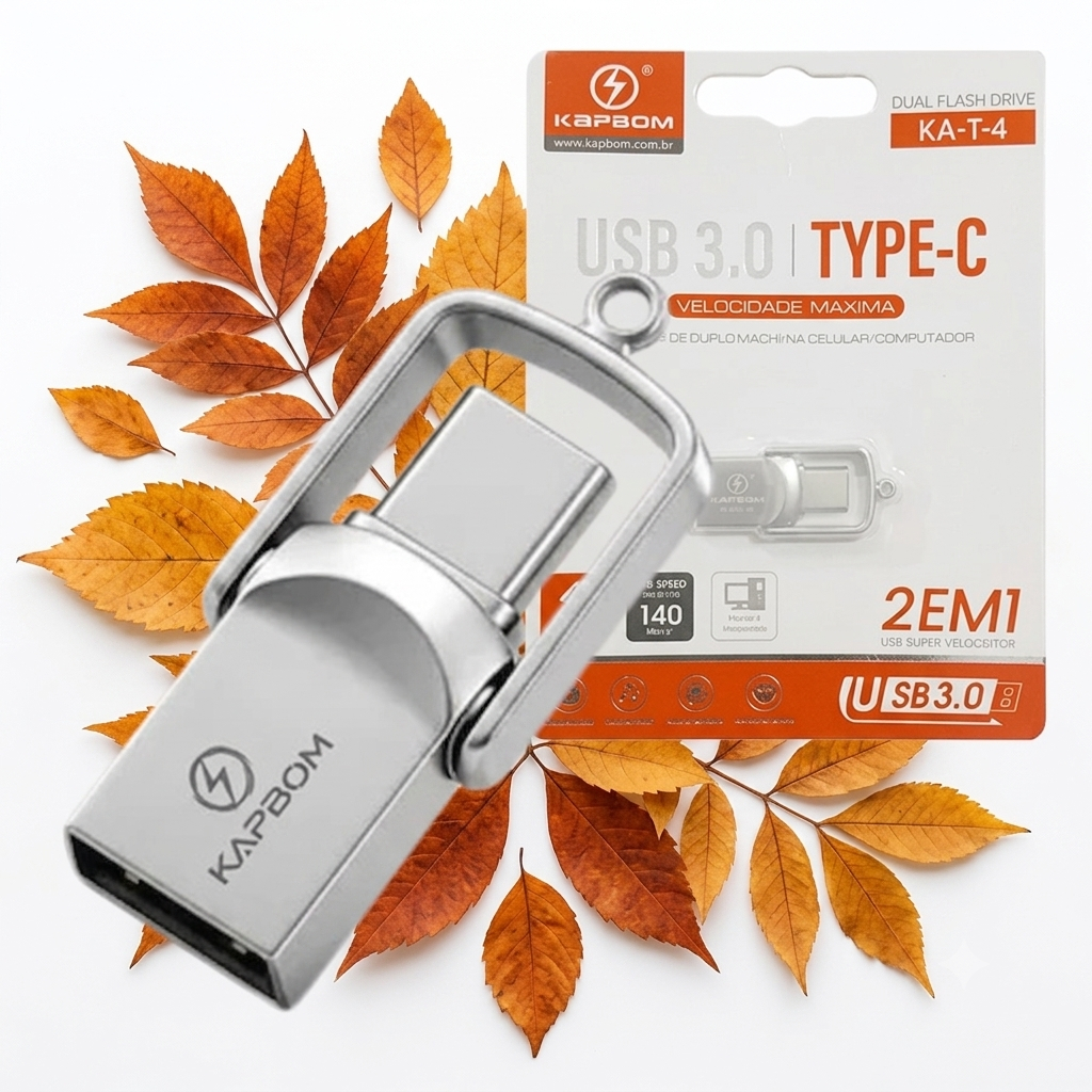 Pen Drive 4GB Dual Flash Drive USB 3.0 e Tipo-C OTG