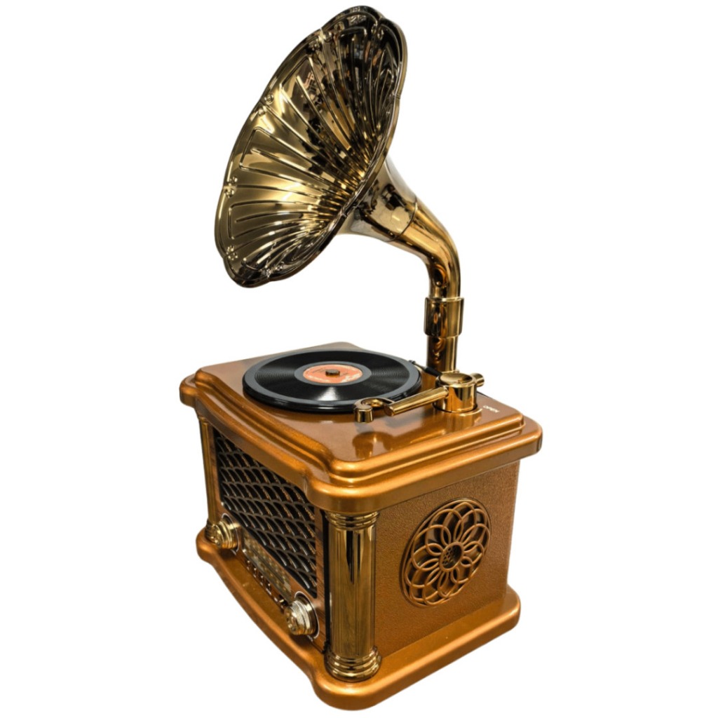 Rádio Gramofone Vintage Bluetooth Recarregável USB E SD