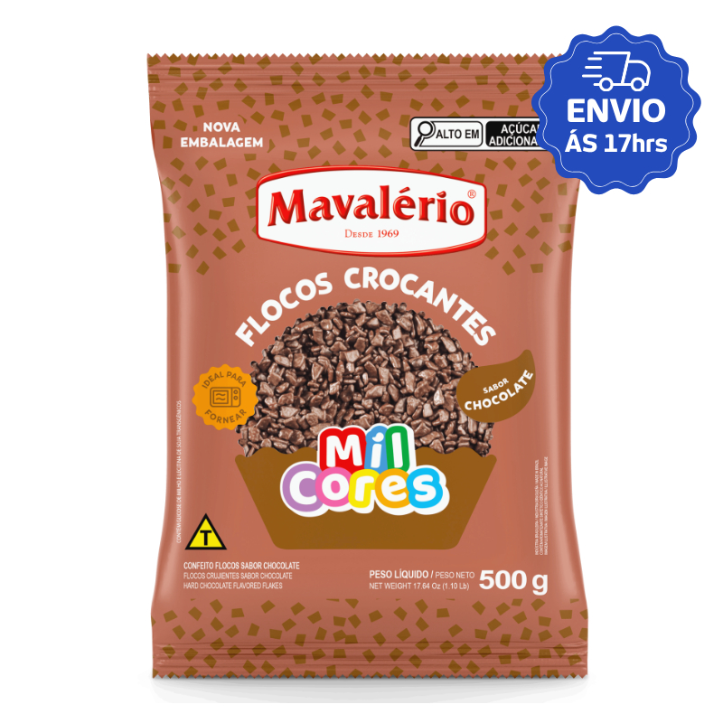 Chocolate granulado em flocos crocante 500g Mavalério chocolate atacado