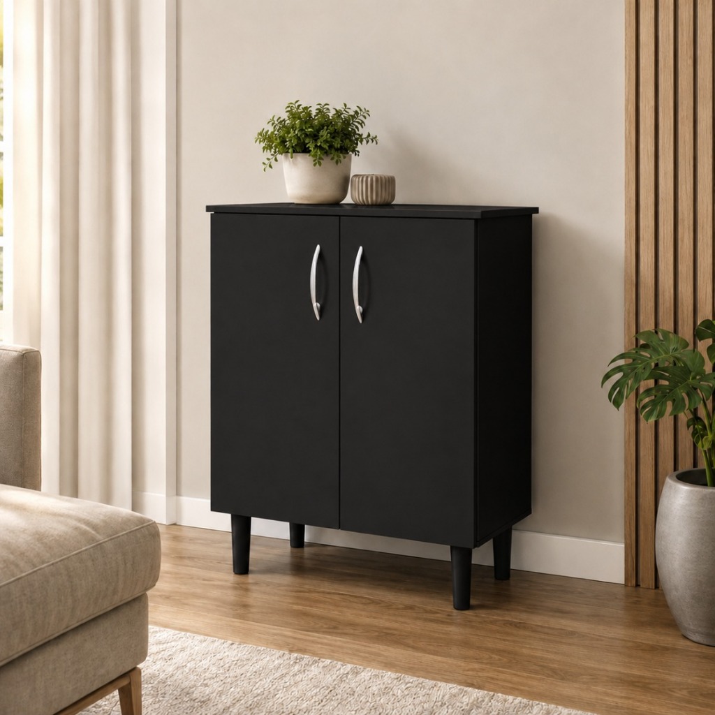 Armário Compacto Para Cozinha Lavanderia Escritório Com 2 Portas E Prateleira MDP Moderno Clean