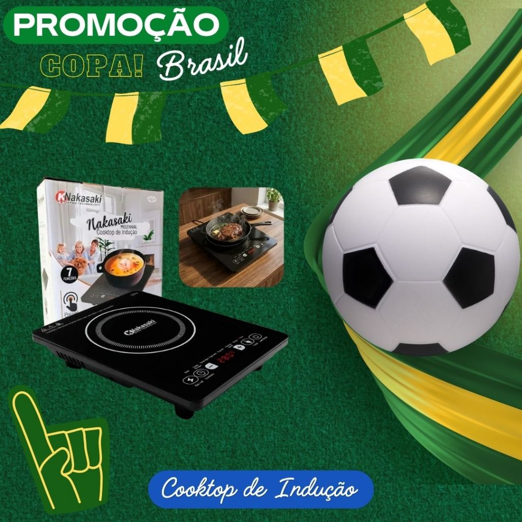 Cooktop De Indução Painel Touch Portátil Vidro 1 Boca Fogão