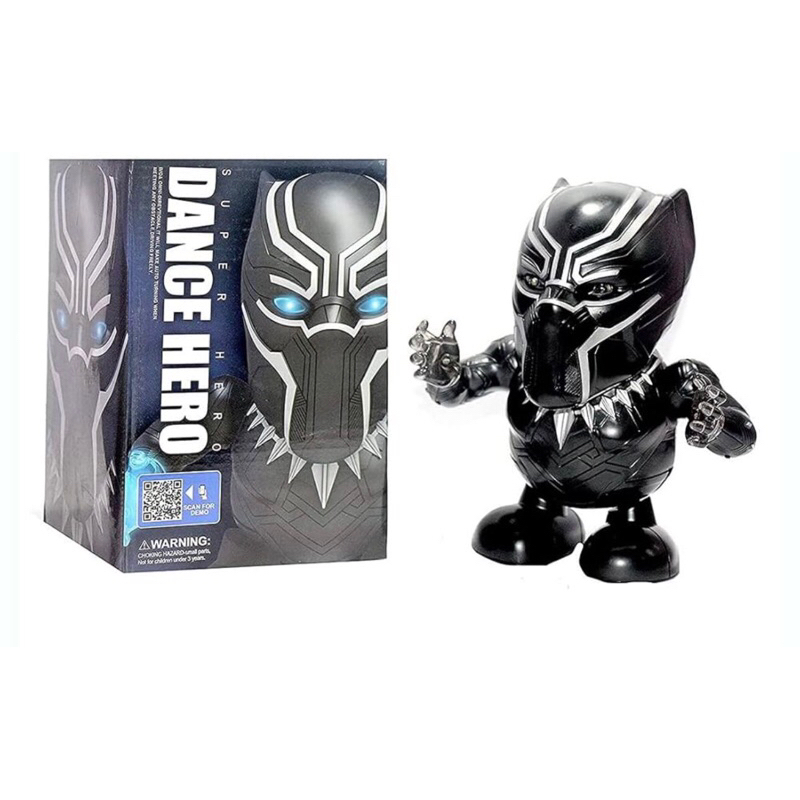 Boneco Pantera Negra Dançante Com Luz LED E Música Brinquedo Divertido Infantil