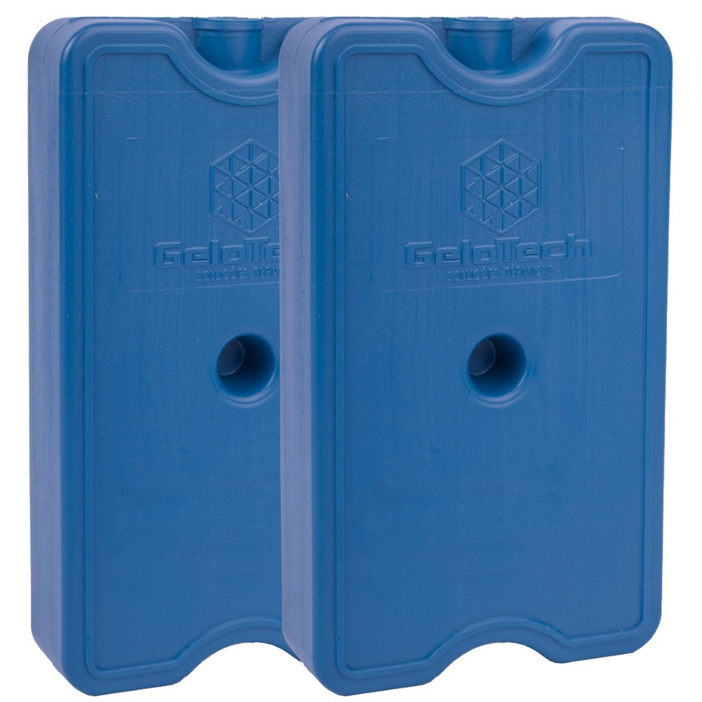 Kit 2 Placa Gelo Gel Artificial Reutilizável Rígido 500ml Gelox Gelotech Azul Transporte Medicamento