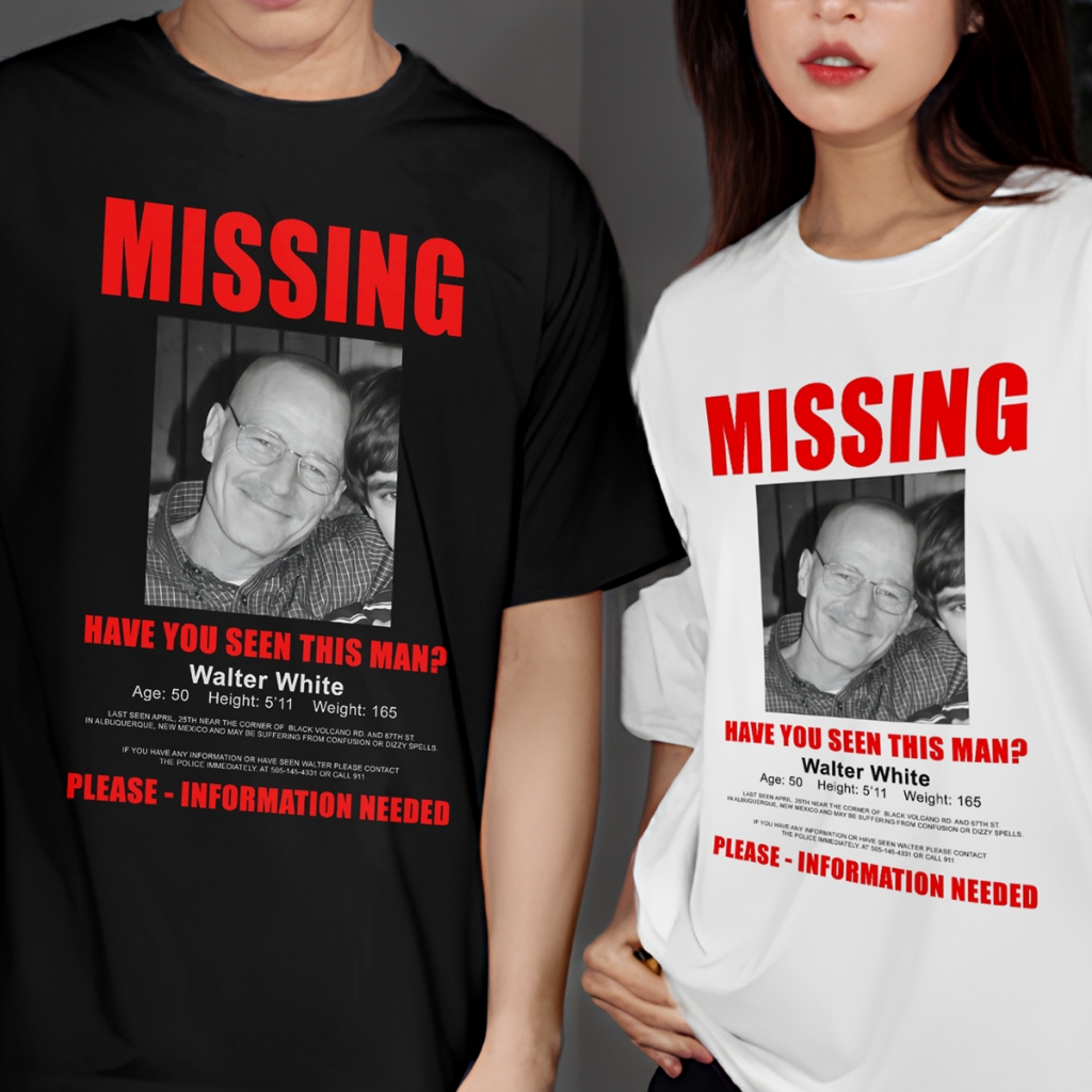 Camiseta Breaking Bad Walter White Missing Heisenberg Série Geek Cores 100% Algodão