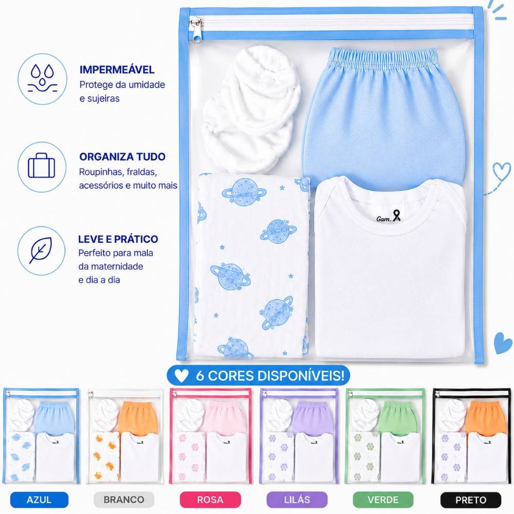Kit 5 Saquinho Saco Maternidade Bebê Organizador Roupas Limpas E Sujas Escolas Creche
