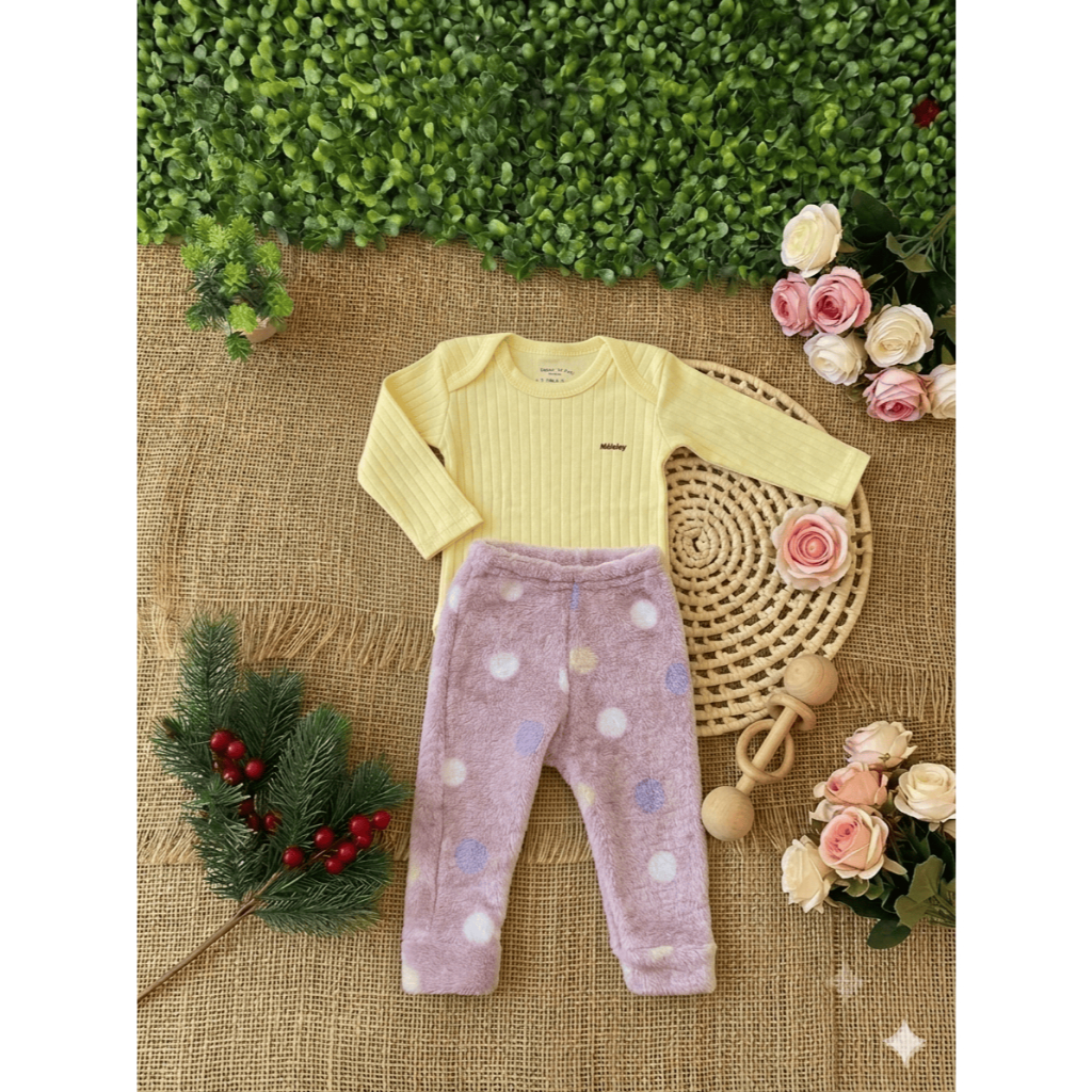 Conjunto Bodie Canelado e Calça Plush Quentinha Para Inverno Tamanho G