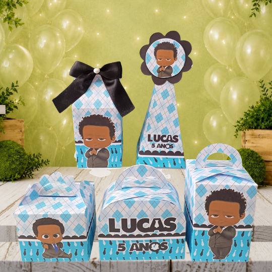 KIT CAIXINHAS PERSONALIZADAS PODEROSO CHEFINHO AFRO LEMBRANCINHA DE FESTA/ANIVERSÁRIO/PEGUE E MONTE