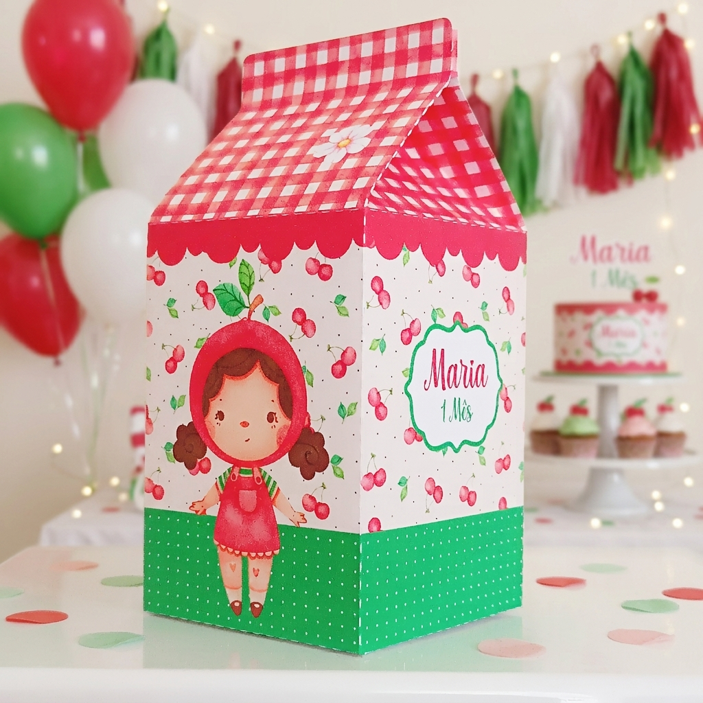 ENVIO RÁPIDO - Caixinhas Milk Personalizada Cerejinha do Bolo - Lembrancinha Aniversário Festa