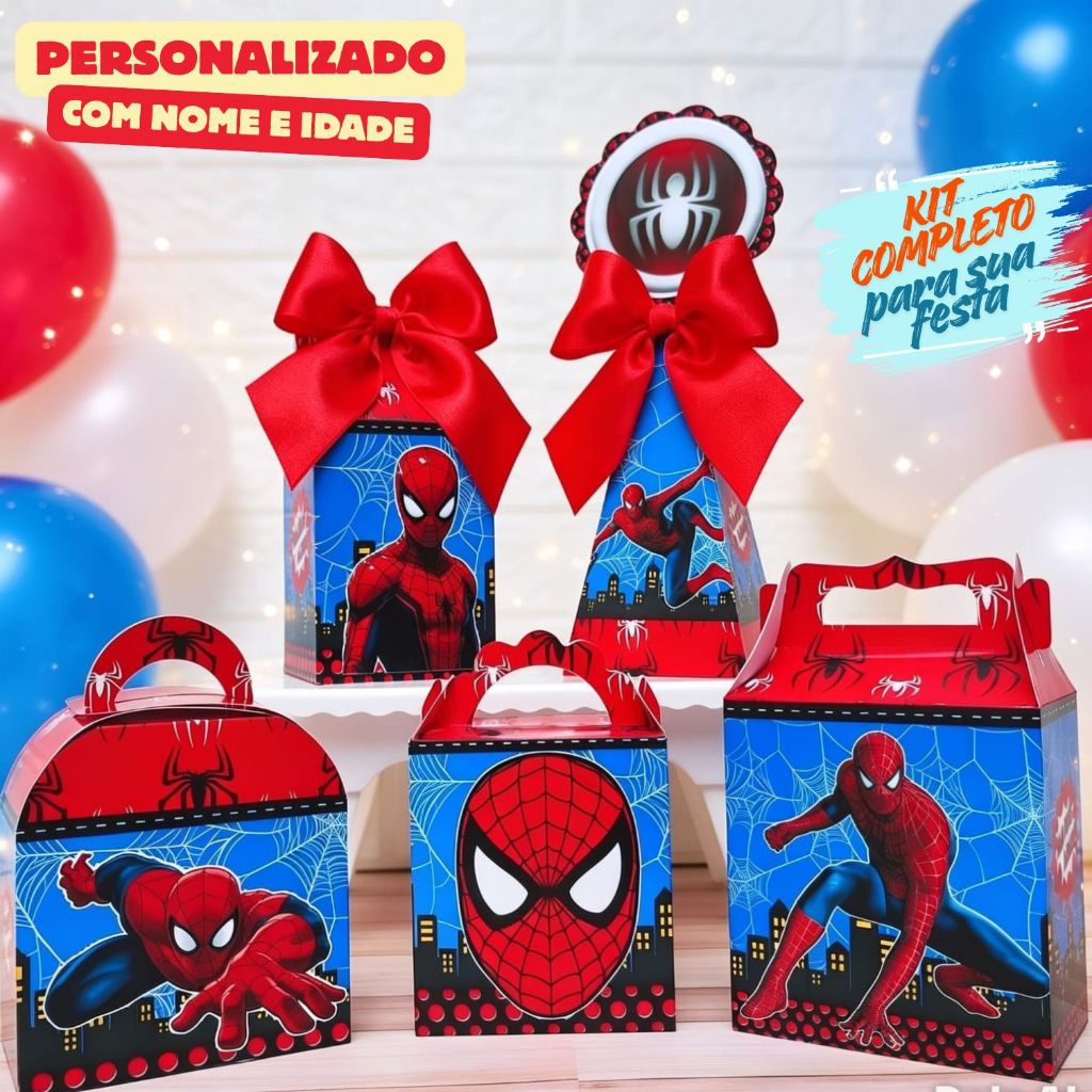 “Kit Caixas HOMEM ARANHA/Caixinhas Personalizadas + Brinde/Lembrancinhas para Festa Infantil”