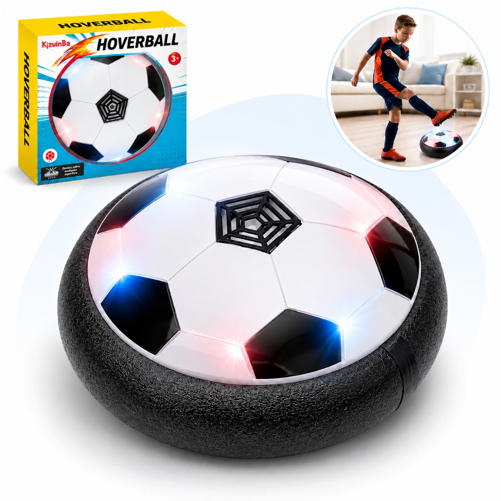 Bola Flutuante Flat Ball Futebol Indoor Com Luz LED Infantil Para Brincar Dentro De Casa Kizumba