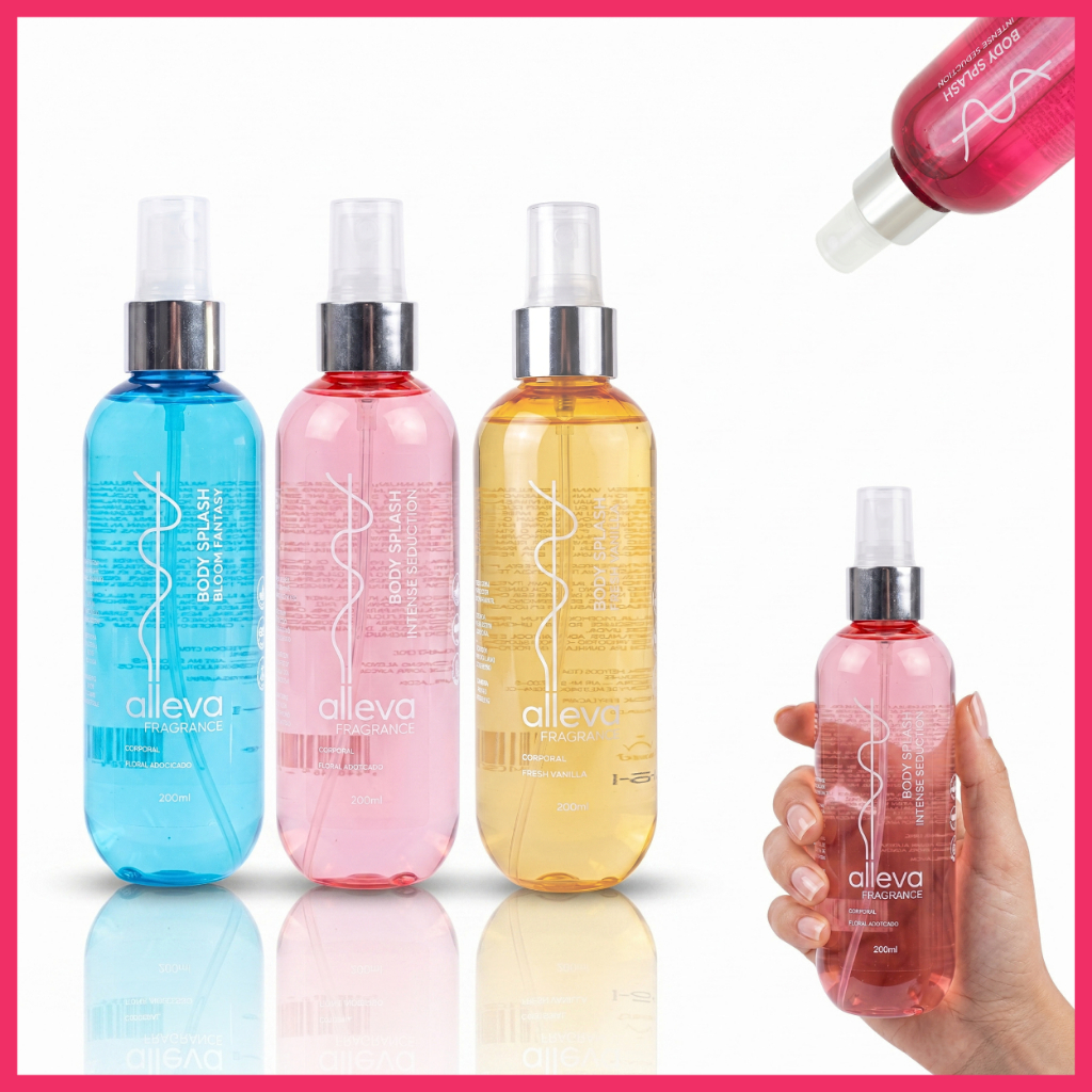 Body Splash Feminino Fragrância Floral Adocicado Refrescante Perfume Corporal Alleva 200ml