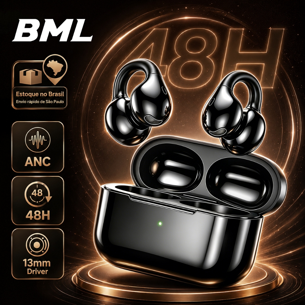 Fone de Ouvido Bluetooth 5.4 Ear-Hook 4.7g 12mm 48h Autonomia Hi-Res LDAC Sem Fio Estéreo para Android iOS Esportivo
