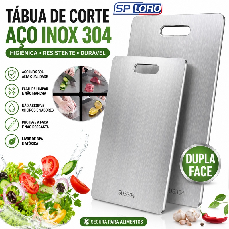 Tábua De Corte 304 Aço Inoxidável Antibacteriana À Prova De Mofo 46 cm tábua de cozinha 5520