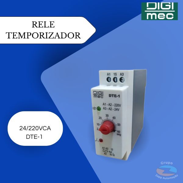 RELE TEMPO ENERG. 5SEG. 24/220VCA 2NAF DTE1 5SEG. DIGIMEC