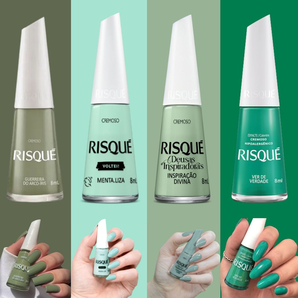 Esmalte Risqué Tons de Verde Cremosos Atacado Profissional