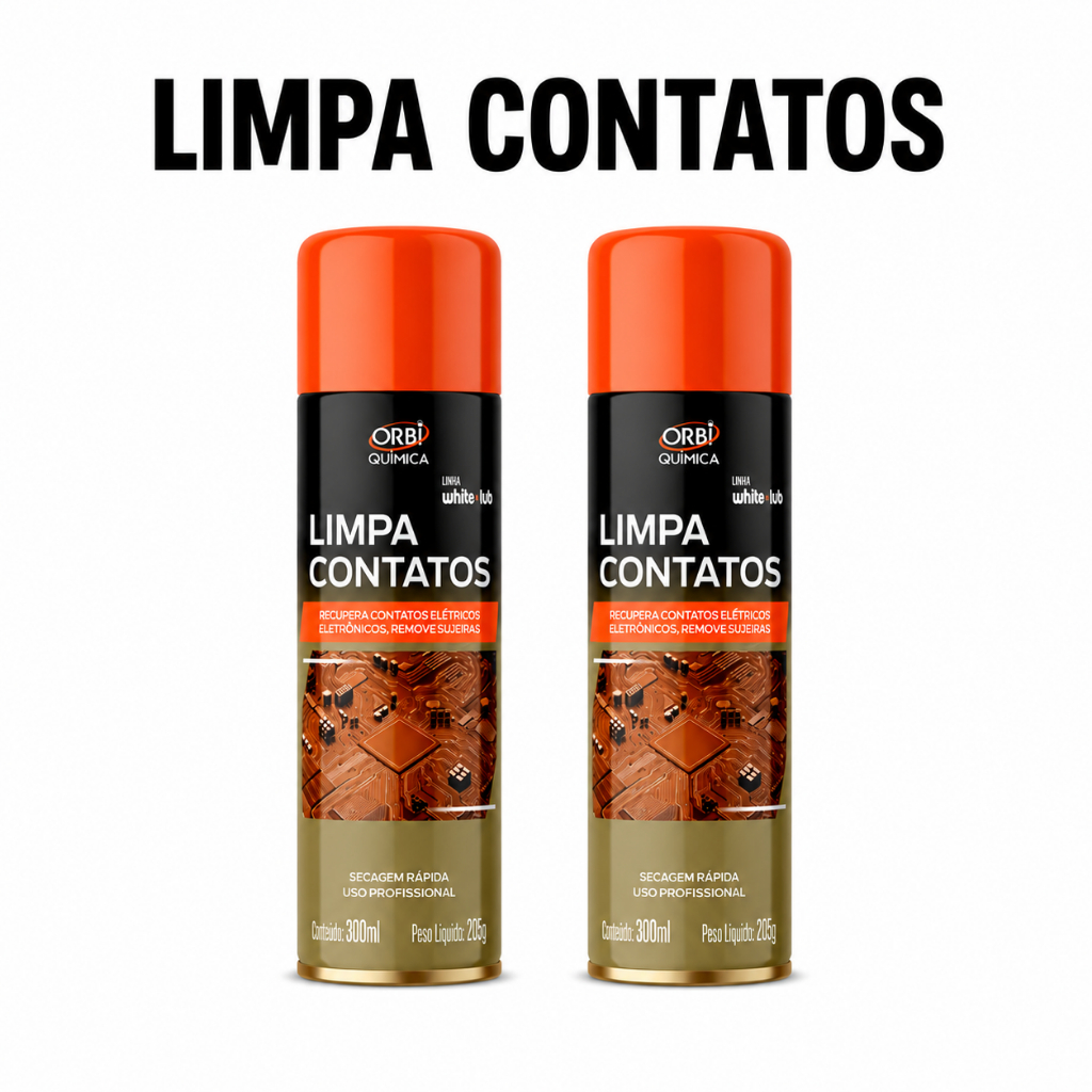 Kit 2 Limpa Contato Spray 300ml Remove Oxidação Sujeira Elétrico Para Eletrônico Secagem Rápida